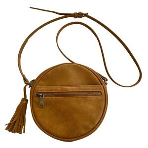 Antik Kraft Round Zipper Tassel Vegan Leather Crossbody Bag Boho Hippie Festival